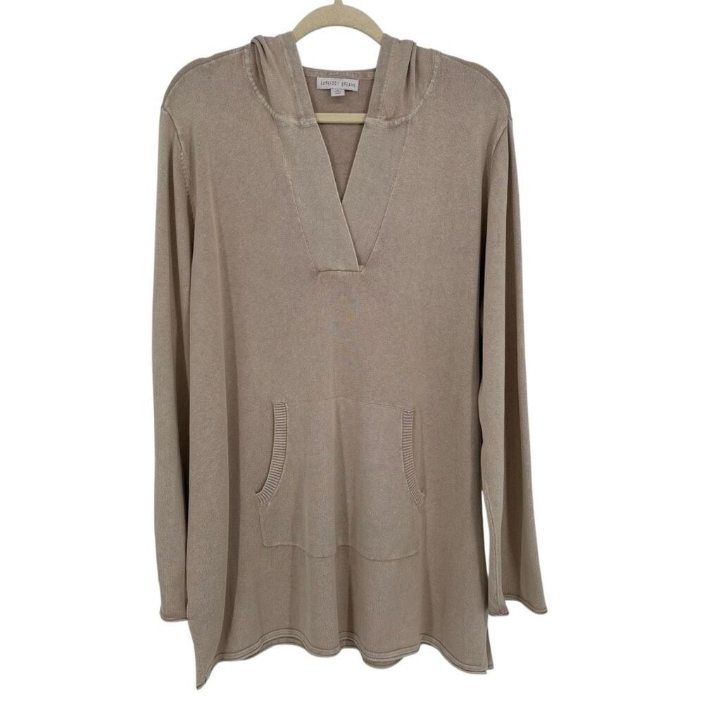 Barefoot Dreams CozyChic Lite Tan Hooded Pullover Tunic Sweater Size‎ 1X